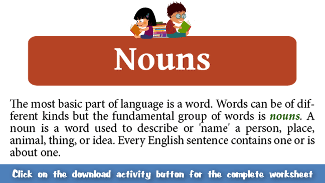 Nouns Worksheet (for Kids) 