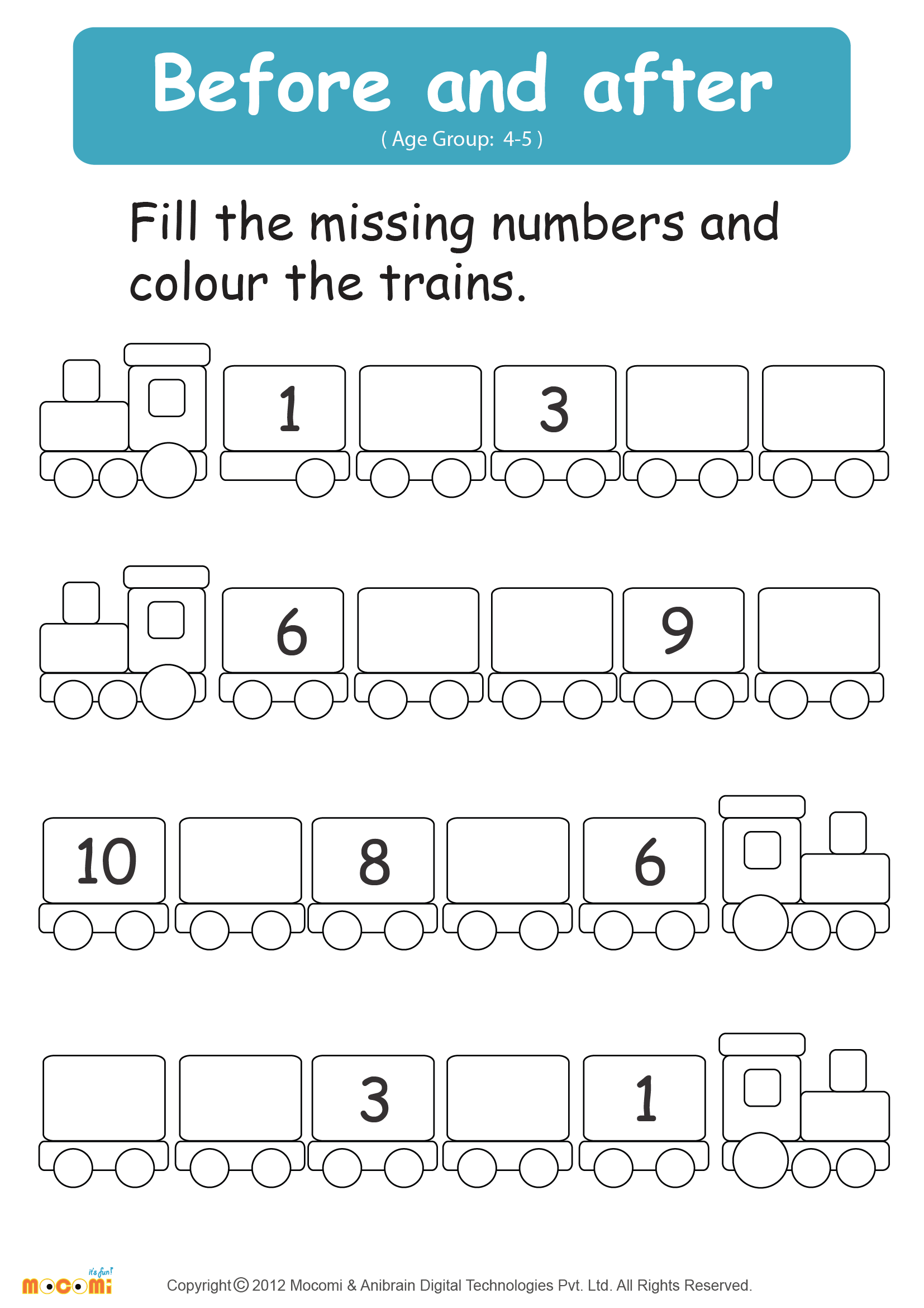 Numbers That Come Afyter Worksheet