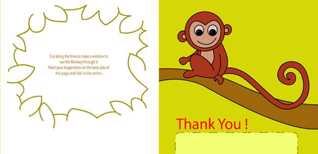 Thank you monkey card (Printable Card for Kids)