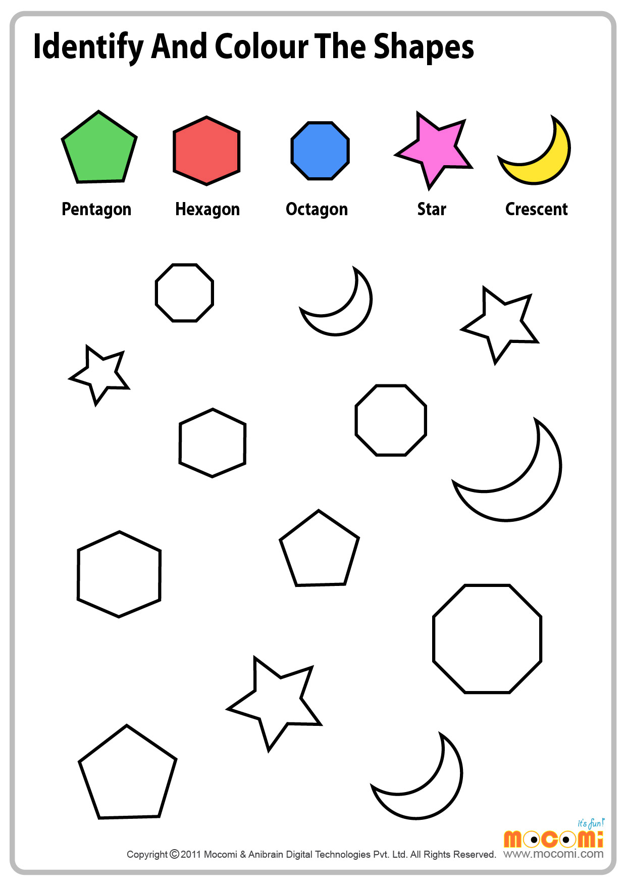 Download Colour Similar Shapes - Maths Worksheet for Kids | Mocomi