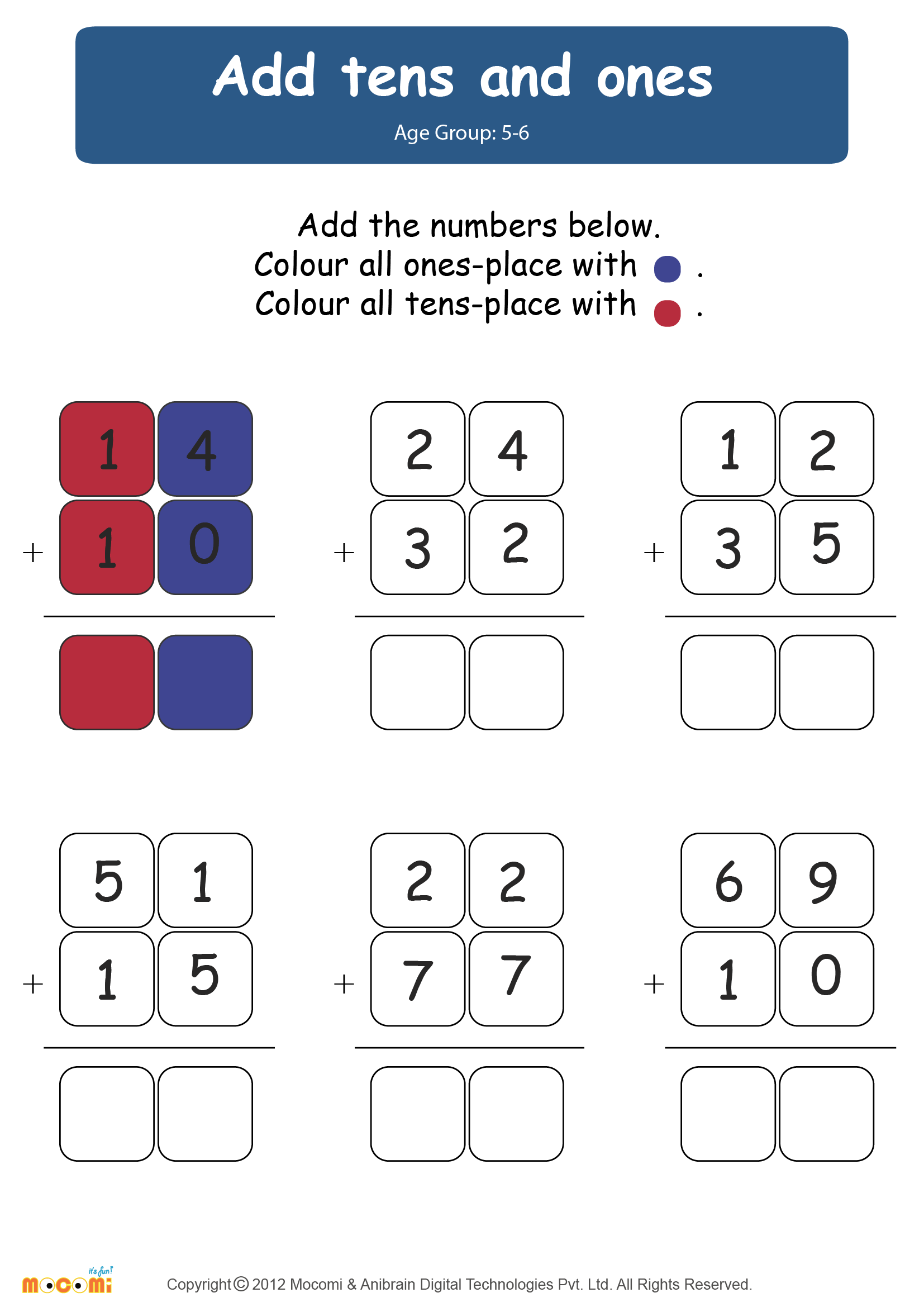 Break Apart Numbers To Add Draw Tens And Ones Worksheet