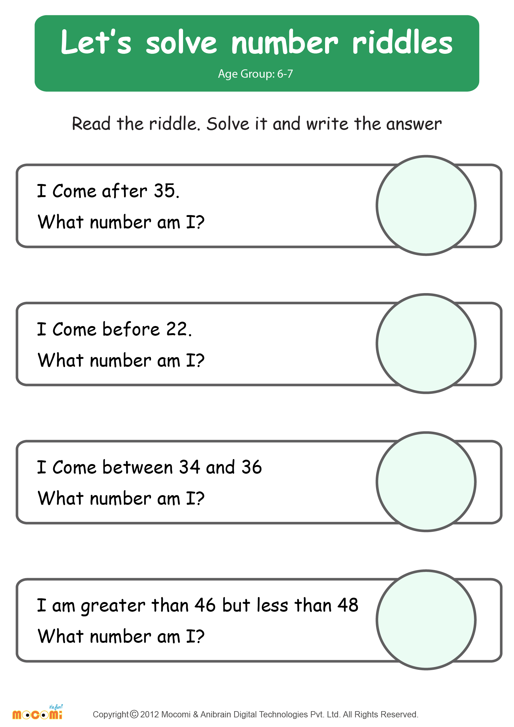 Solve Riddle Worksheet – #02