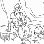 Baby Hanuman and father &#8211; Colouring Page