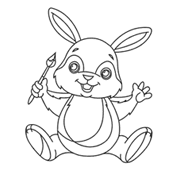 Rabbit the artist &#8211; Colouring Page