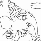 Ganesh with Laddu – Colouring Page