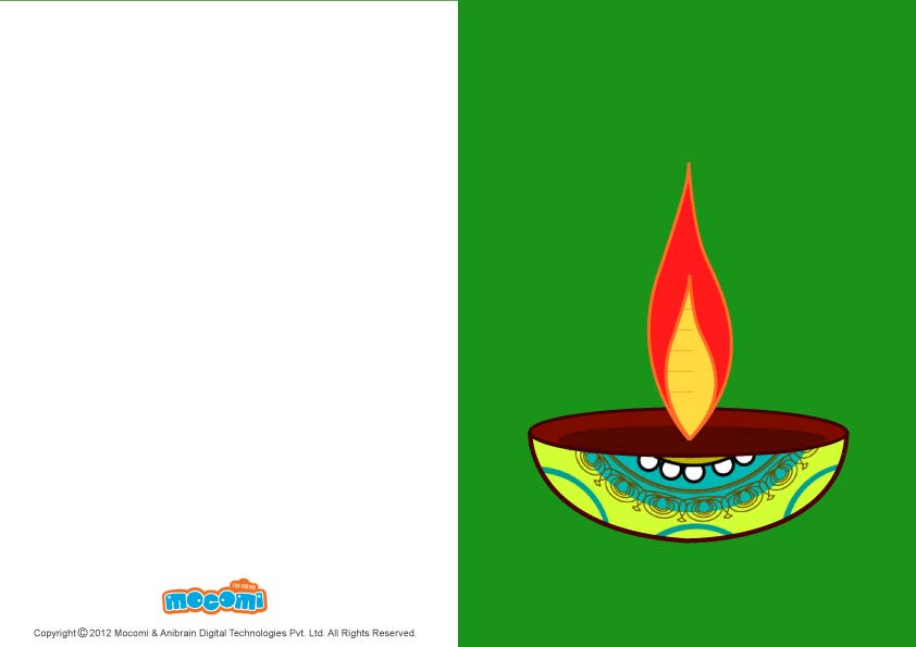 Diwali Lamps (Printable Card for Kids)