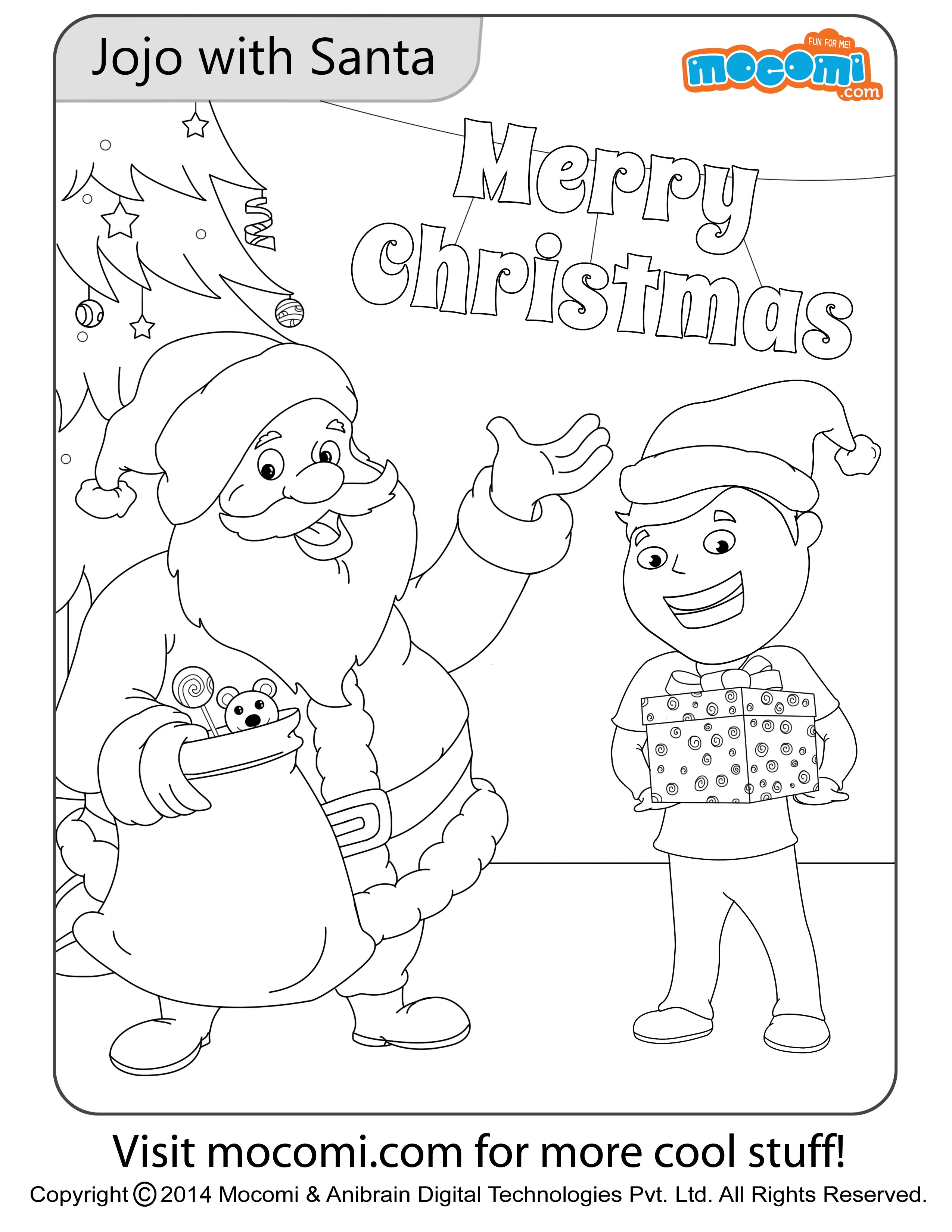 Jojo with Santa Colouring Page - Colouring Pages for Kids | Mocomi